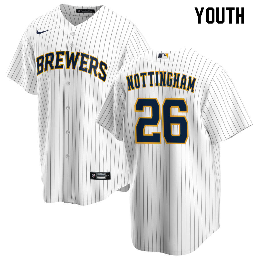 Nike Youth #26 Jacob Nottingham Milwaukee Brewers Baseball Jerseys Sale-White